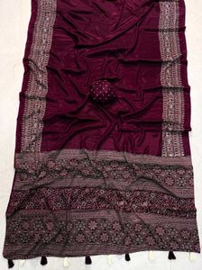 FESTIVAL 🧧 🪔 SELL Elegant Maroon Silk Saree with