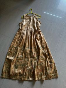 Pretty Beige Gold  Midi Dress