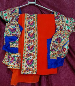 Orange Saree with Embellished Border
