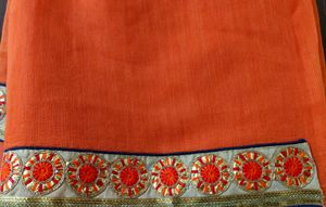 Vibrant Orange Saree with Embellished Border( only