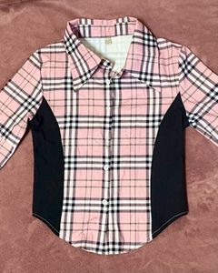 Pink Plaid Button-Up Shirt
