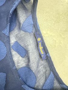 Sheer Blue Geometric Pattern Top