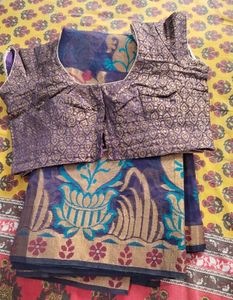 ✨ Gorgeous Chanderi Silk Gold work Saree and Blous