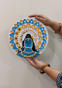 Handmade Adiyogi Clay Painting On MDF