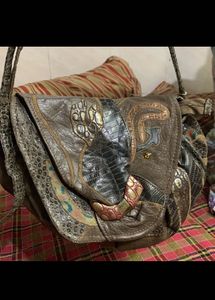 Unique Leather Patchwork Shoulder Bag