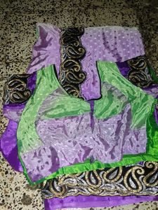 crape Gorgeous Green &amp; Purple Saree