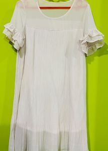 White Ruffle Sleeve Dress