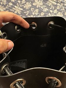 Black Leather Bucket Bag