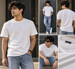 Men's White Textured T-Shirt