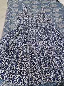 Blue & White Patterned Summer Dress