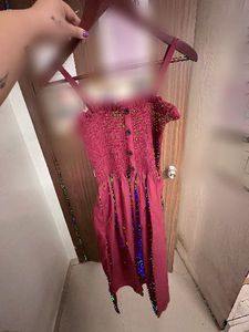 Smocked Bust Button-Front Midi Dress