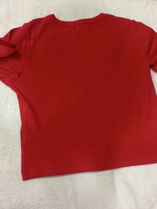 SASSAFRAS Red Tshirt Style Crop Top