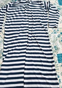 Black &amp; White Striped Longline Shrug