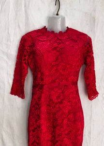 Elegant Red Lace Fishtail Dress