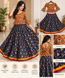 Blue printed ethnic lehenga set