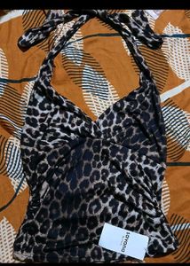 price drop🔥Leopard Print Halter Neck Top