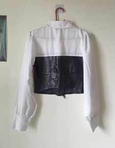 Women's White Shirt with Black Corset Top