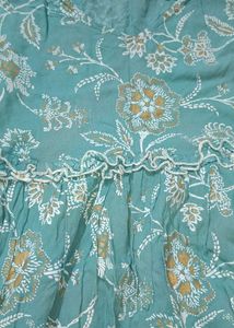 Blue Floral Print Cotton Top