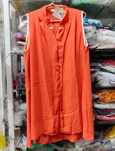 Sleeveless Orange Blouse