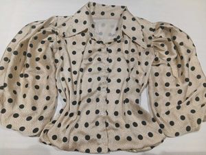 Polka Dot Puff Sleeve Top