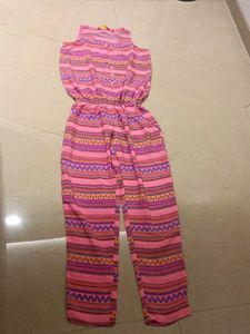 Boho Pink Striped Jumpsuit