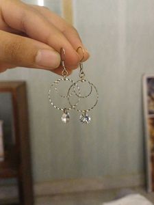 Silver Tone Circle Drop Earrings