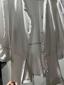 Elegant White Lace Trim Blouse
