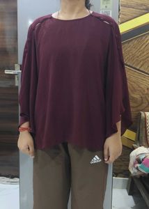 Wine Batwing Top