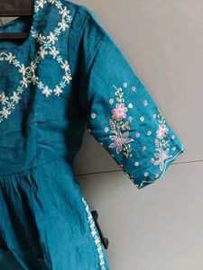 Beautiful Embroidered Teal Kurta