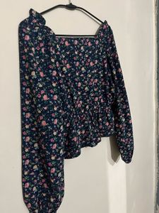 Floral Print Square Neck Top