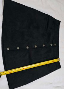 H&amp;M Divided Black Mini Faux Suede Button Up Skirt