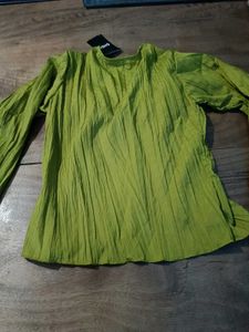 Lime Green Crinkle Top
