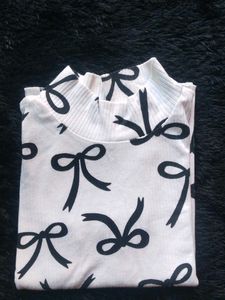 Bow Print Top Korean Style