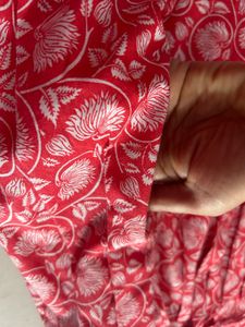 Chic Red Floral Print Shirt Dress