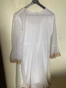 White Embroidered Flowy Maxi Skirt