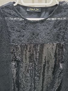 Sparkling Black Lace Tunic Top