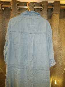 Denim Shirt Dress with Tie Waist