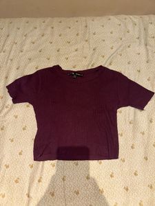 Ribbed Burgundy Crop Top