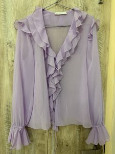 Sheer Lavender Ruffle Blouse