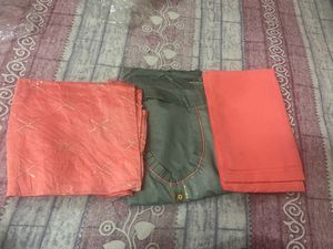 New Unstitched Grey Peach Colour Suit