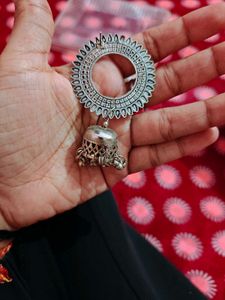 Oxidized Silver Jhumka Earrings