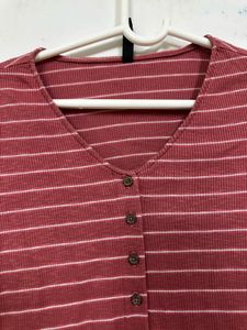 Striped Button-Down Crop Top