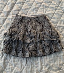 Tiered Patterned Mini Skirt