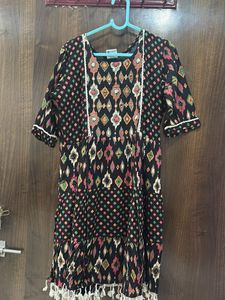 Bohemian Print Kurta with Tassels