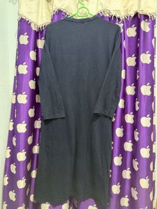 Navy Blue Kurta with Floral Panel