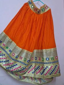 🧡Orange Chaniya Choli with Dupatt Embroidered Det