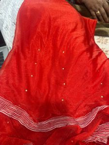 Elegant Red Embellished Saree Very Light Weighted