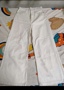 Beige Wide Leg Jeans by Zudio