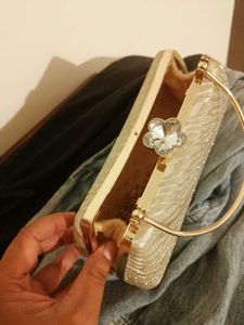 Sparkly silver Clutch Bag with Gem