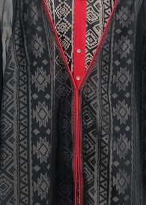Layered Kurta/Dress - Black &amp; Beige w Pop Of Red